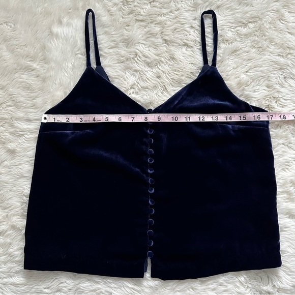 Madewell Tank Top Velvet Button-Down Cami Blue 2 - Picture 10 of 11